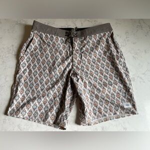 Katin Gray and Brown Patterned Board Shorts